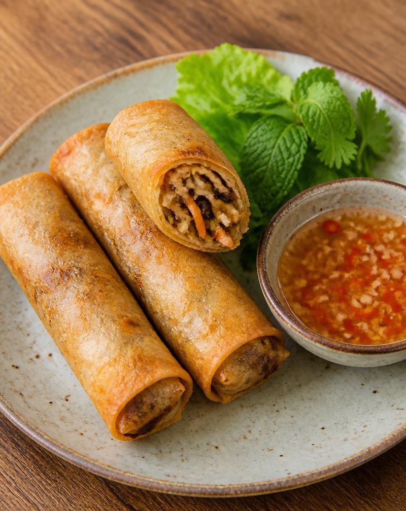 Knusprige vietnamesische Frühlingsrollen mit Dip-Sauce